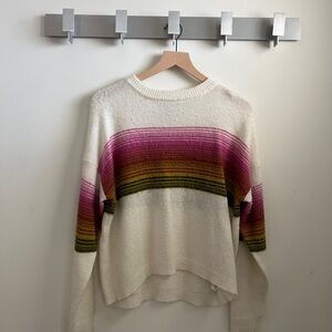 Urban Outfitters Cream Sweater with Pink and Green Stripes